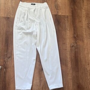 Chic Women’s  White Pleated Dress Pants